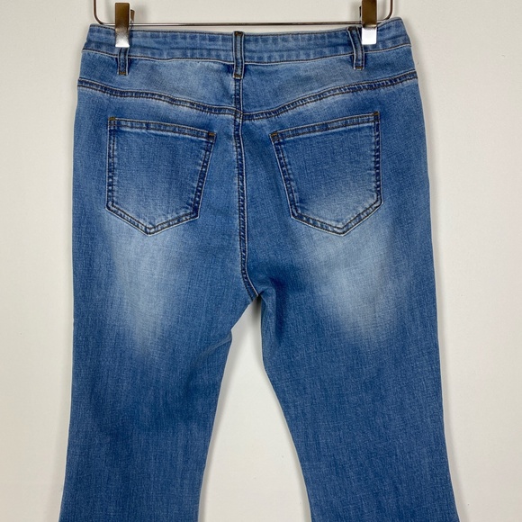 J.ING Jeans Flare Split Raw Hem Frayed High Rise M - Picture 4 of 13